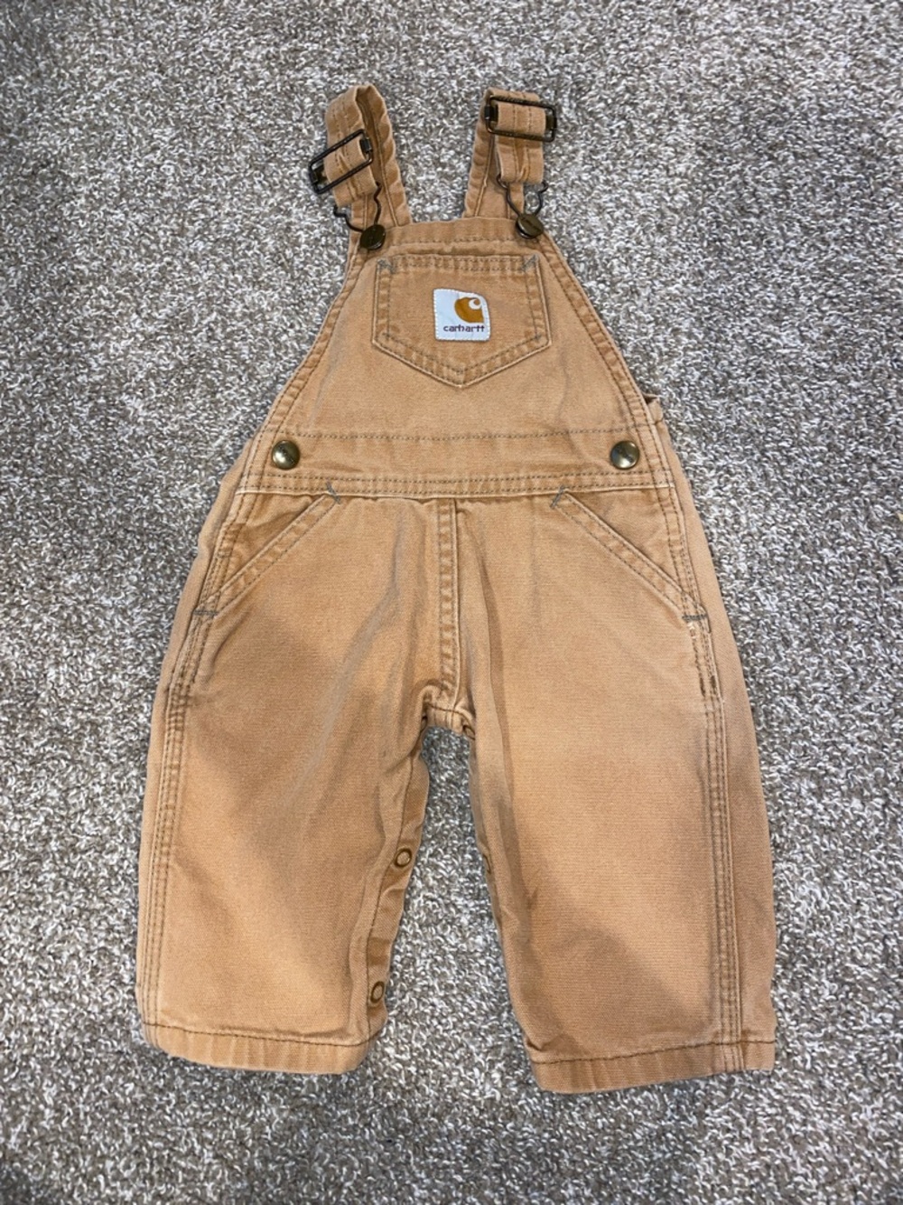 Carhartt Overalls Kids Brown/Tan Canvas Overalls size 6 months
